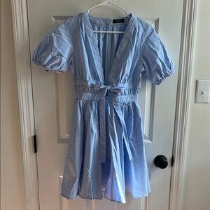 Elegant Blue Puff Sleeve Dress